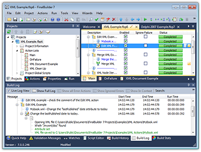 FinalBuilder screenshots.