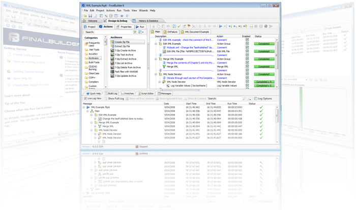 Screenshot of FinalBuilder's features for automating builds.