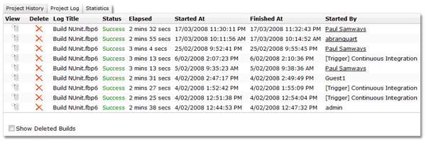 Automated Build History