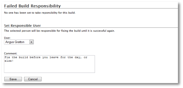 Comments for build responsibility