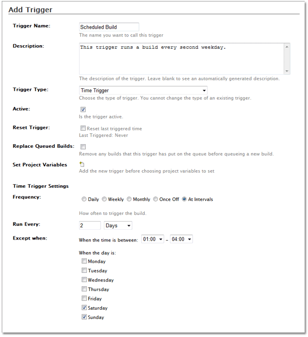 Schedule builds with time trigger
