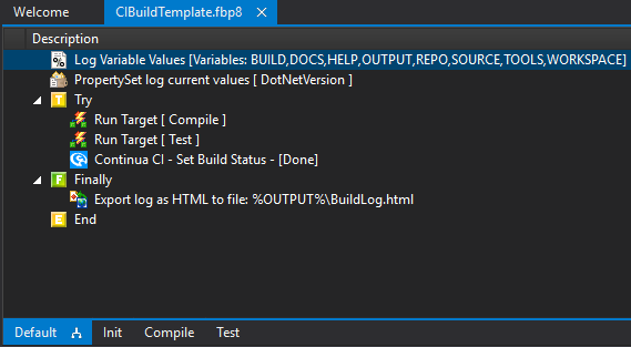 FinalBuilder - Init Target