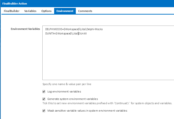 Continua CI - Set Environment Variables