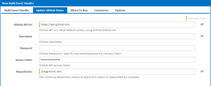 Set the credentials and repositories to update