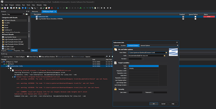 FinalBuilder SVN Info with spaces